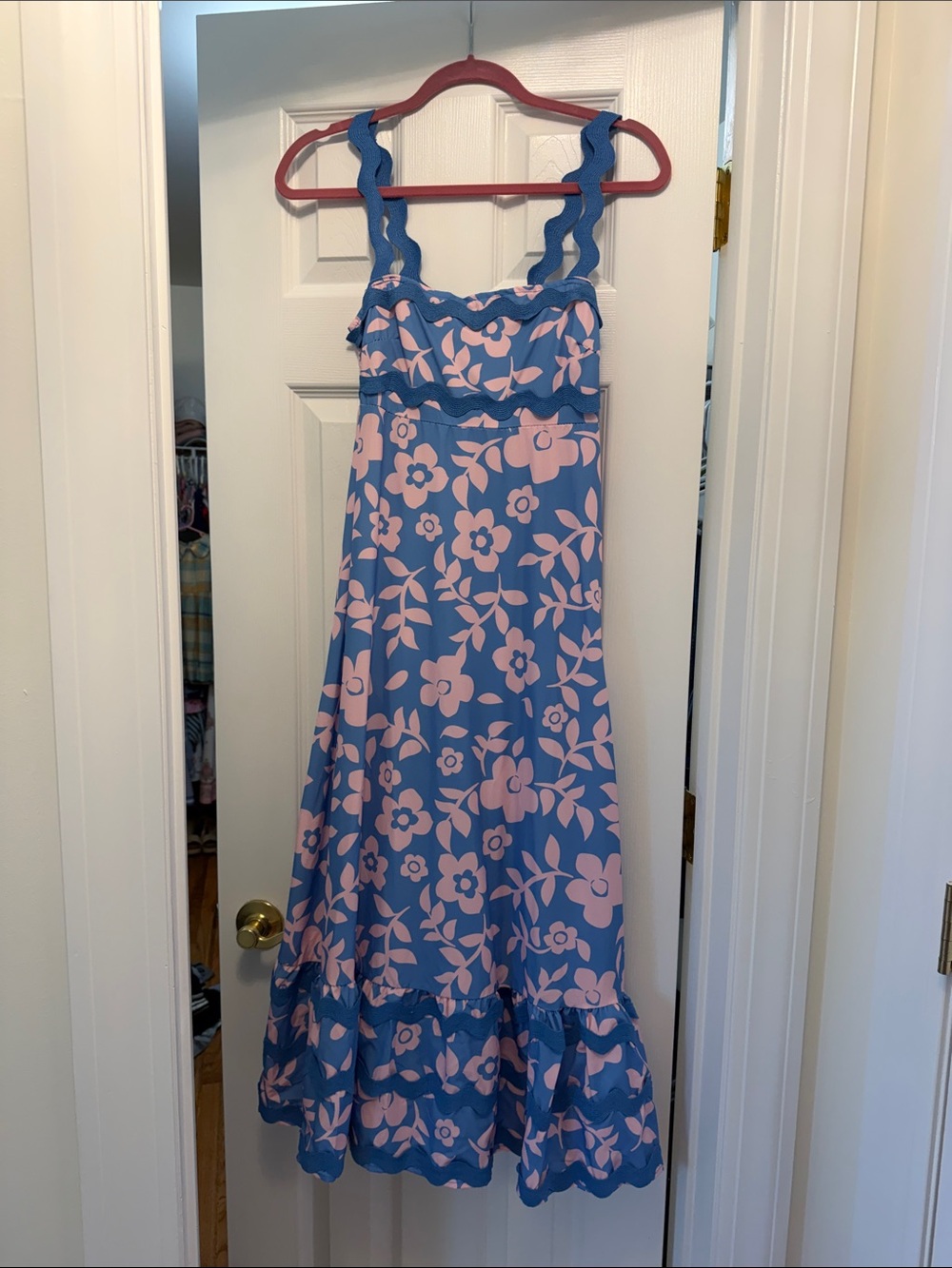 Blue & Pink Floral Ruffle Sundress